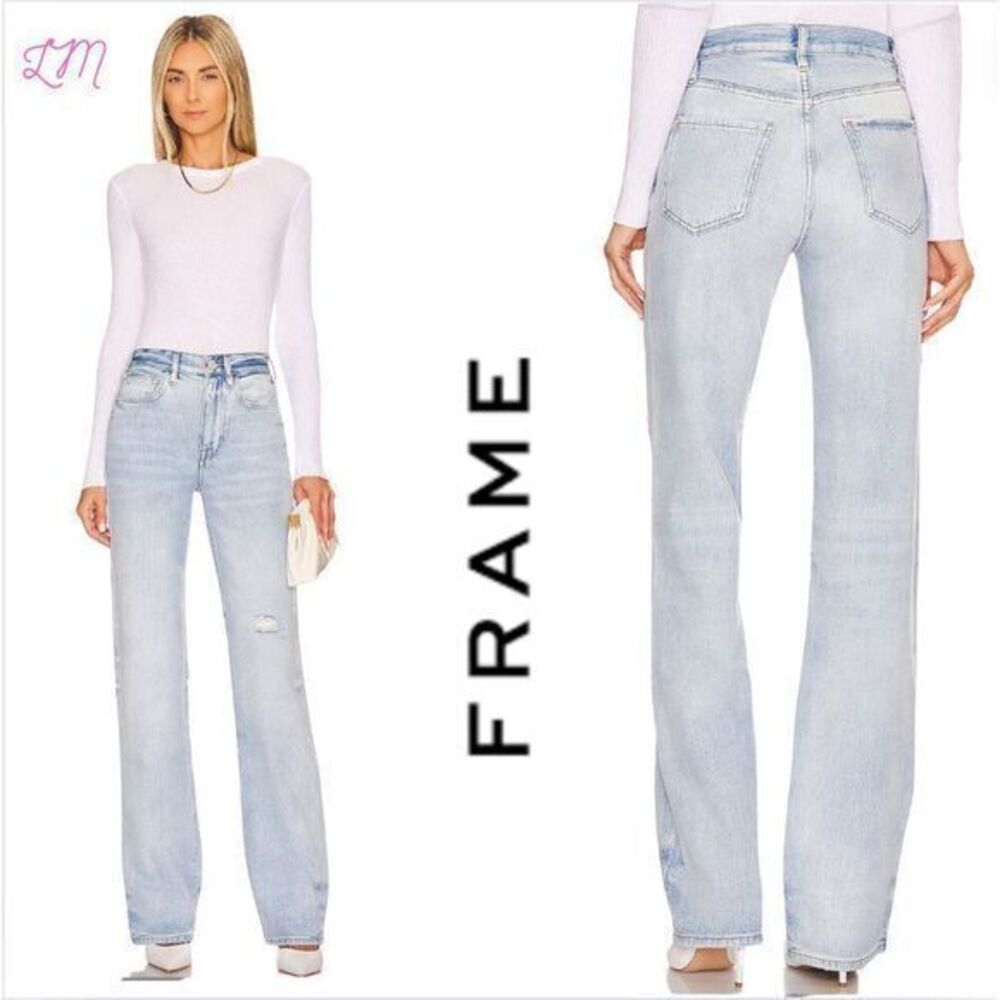 FRAME Revolve Le Jane High Rise Straight Leg Distressed Jeans 32 Winslow